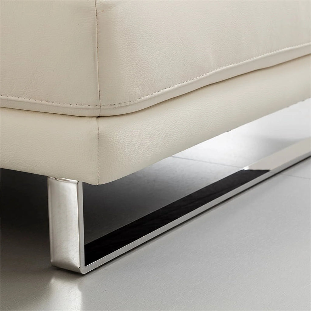 White Italian Leather Sectional with Left Facing Chaise K9116