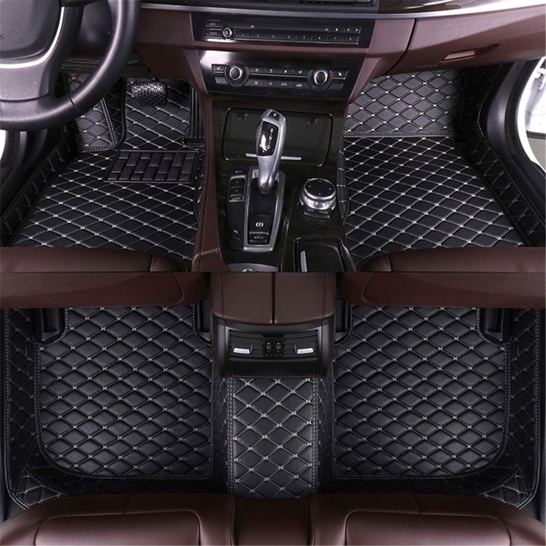 Black Leather Car Floor Mats T5304