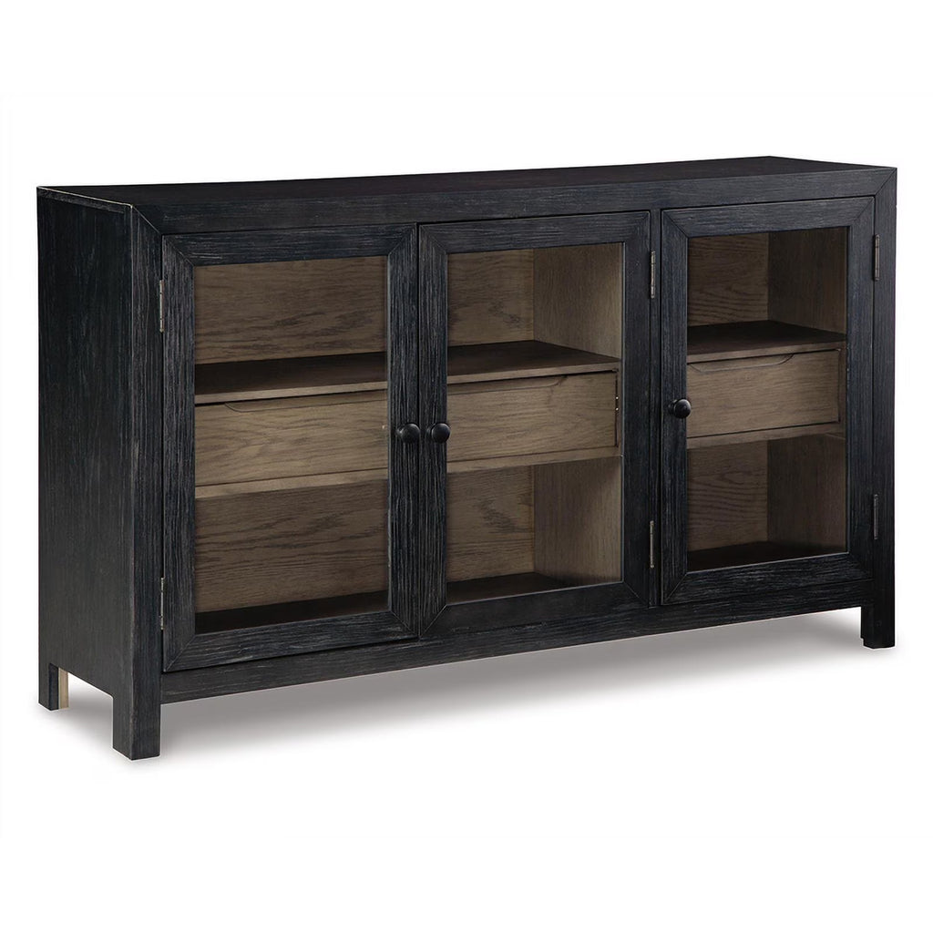 3-Door Wood Accent Cabinet in Black/Warm Gray Y3015