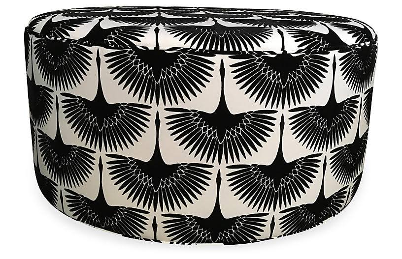 Black/White Ottoman Q9551