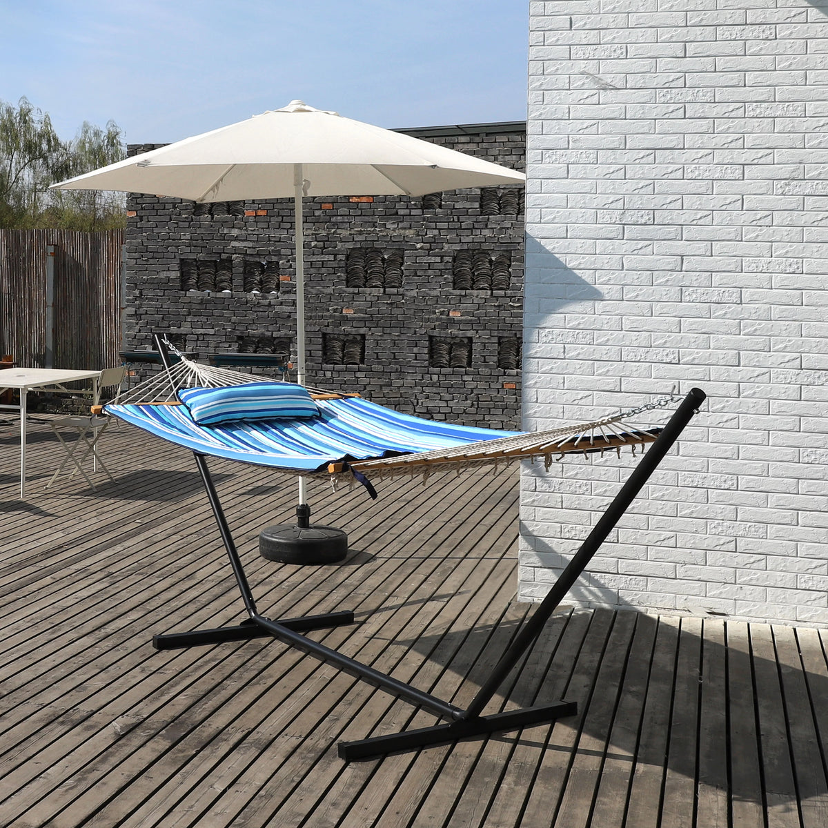 2-Person Hanging Hammock with Steel Stand and Cotton Pad P8645