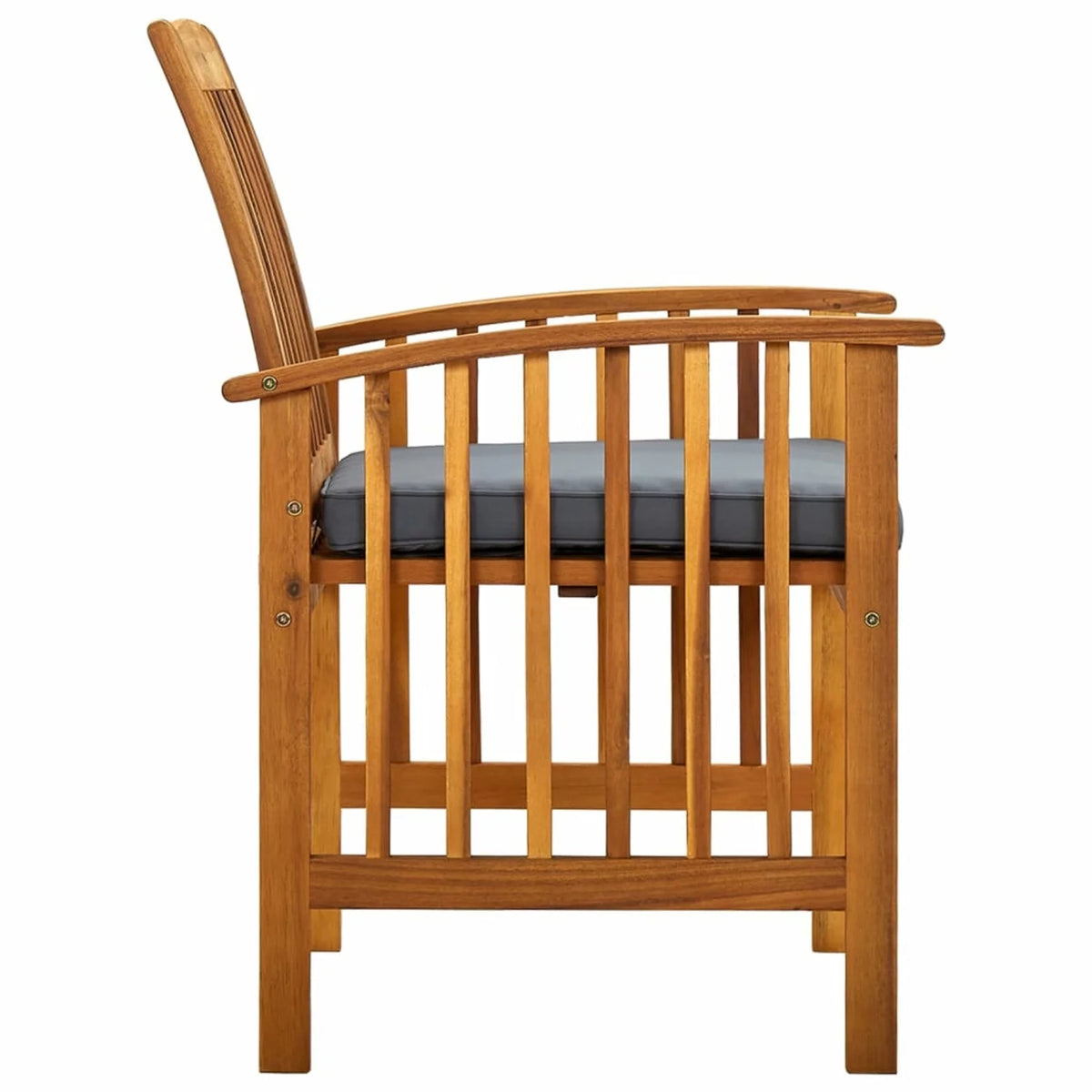 6 Piece Acacia Wood Outdoor Dining Chairs with Dark Gray Cushion Z9414
