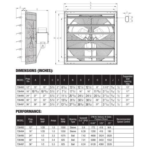 16 in Shutter Exhaust Fan C5616