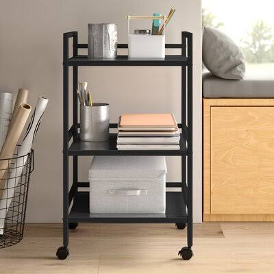 Black 3-Shelf Metal Utility Cart L920536