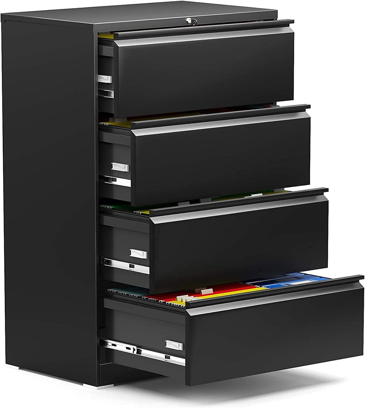 Black Mobile Filing Cabinet 3 Drawer with Lock Wheels R64951