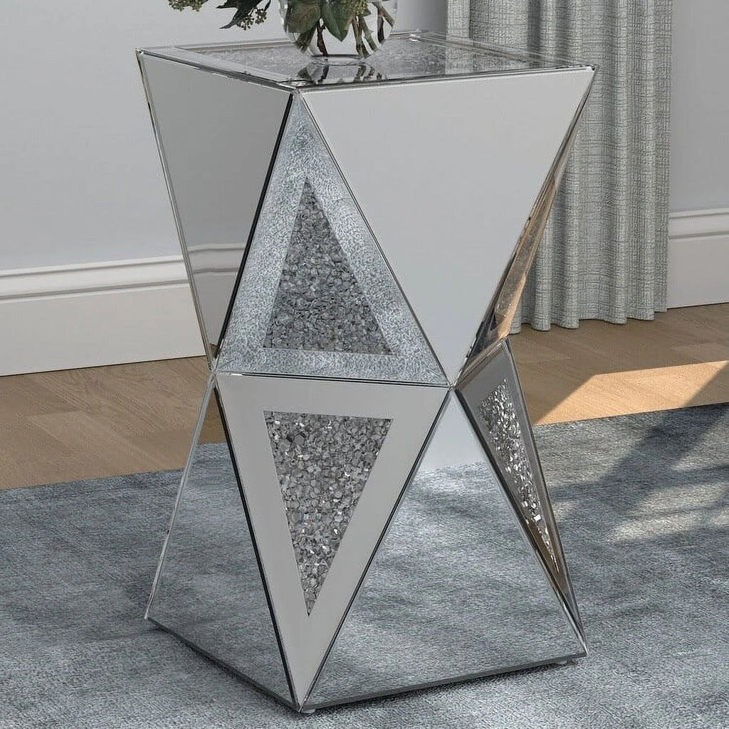 Silver Geometric Side Table L6526