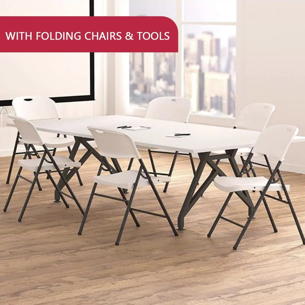 6 ft Plastic Folding Table with Carrying Handle F165