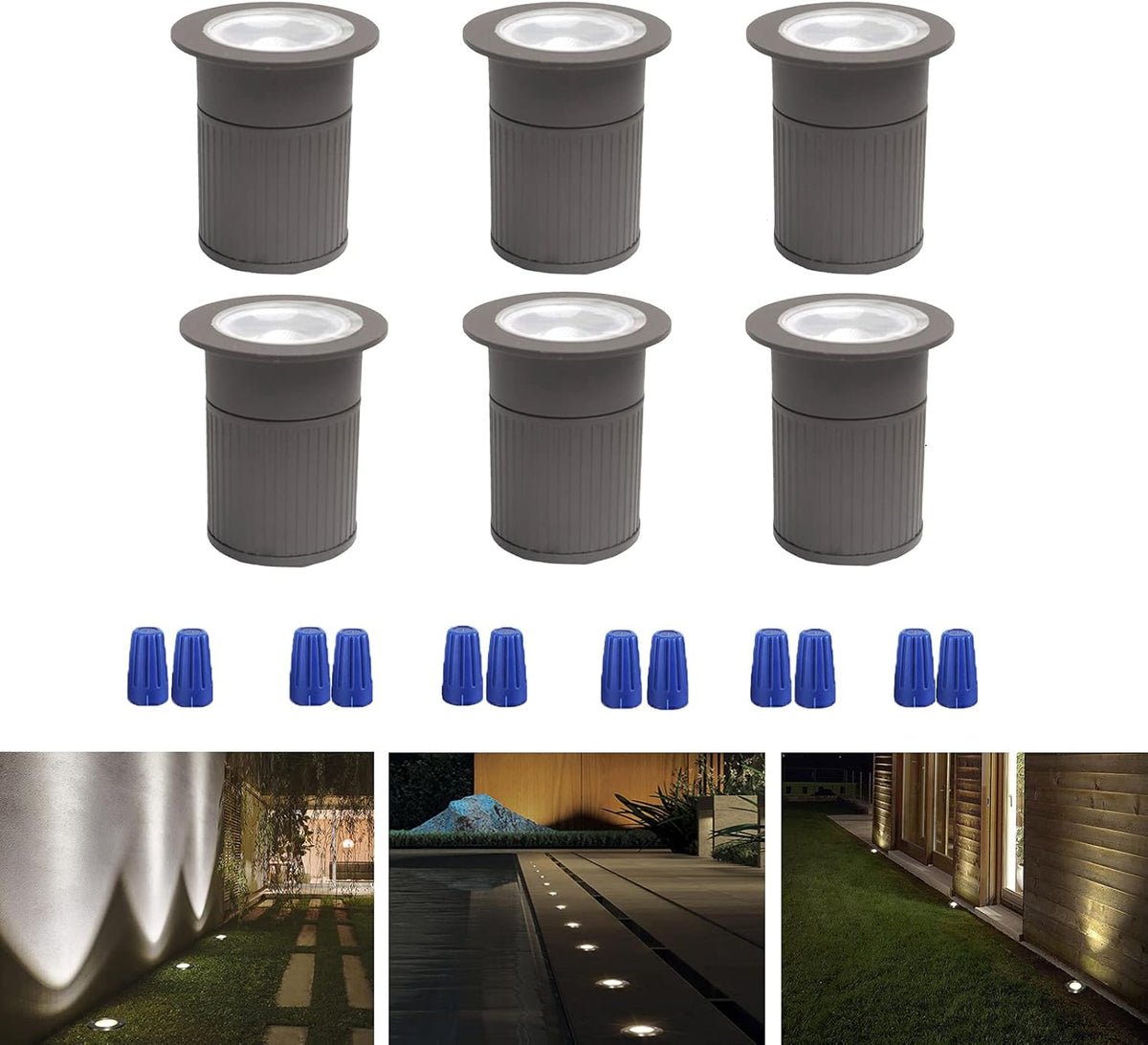 10W In-Ground Well Light, 12-24V, IP67 Waterproof, Pack of 6 H71188