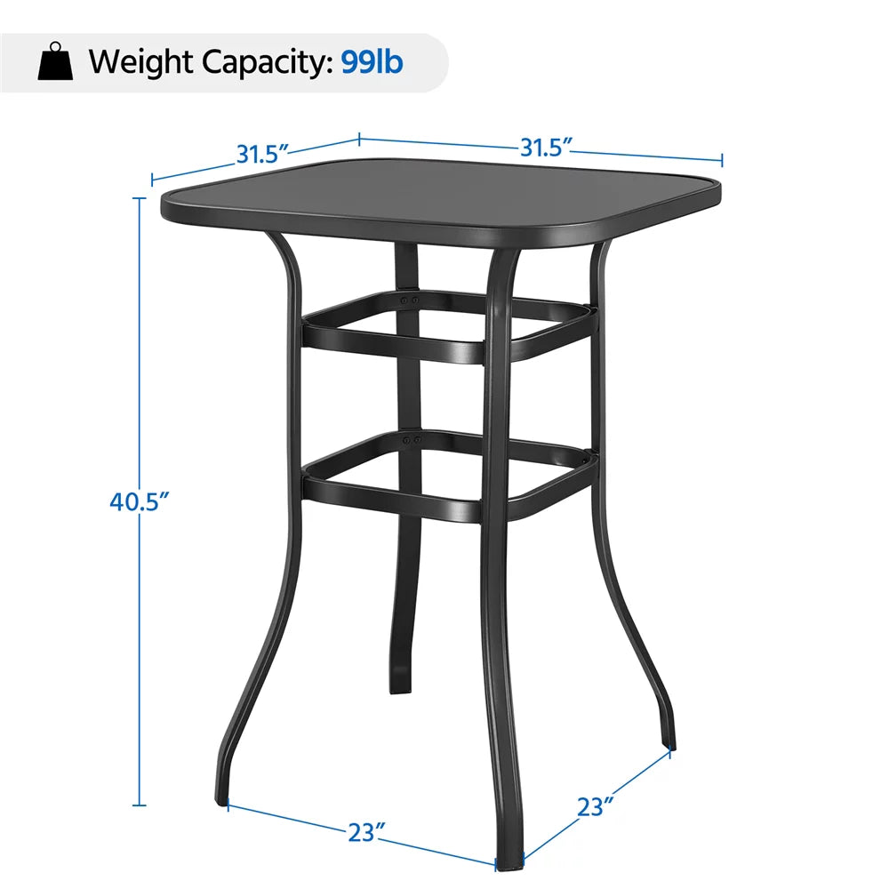 Black Square Metal Bistro Table L5300
