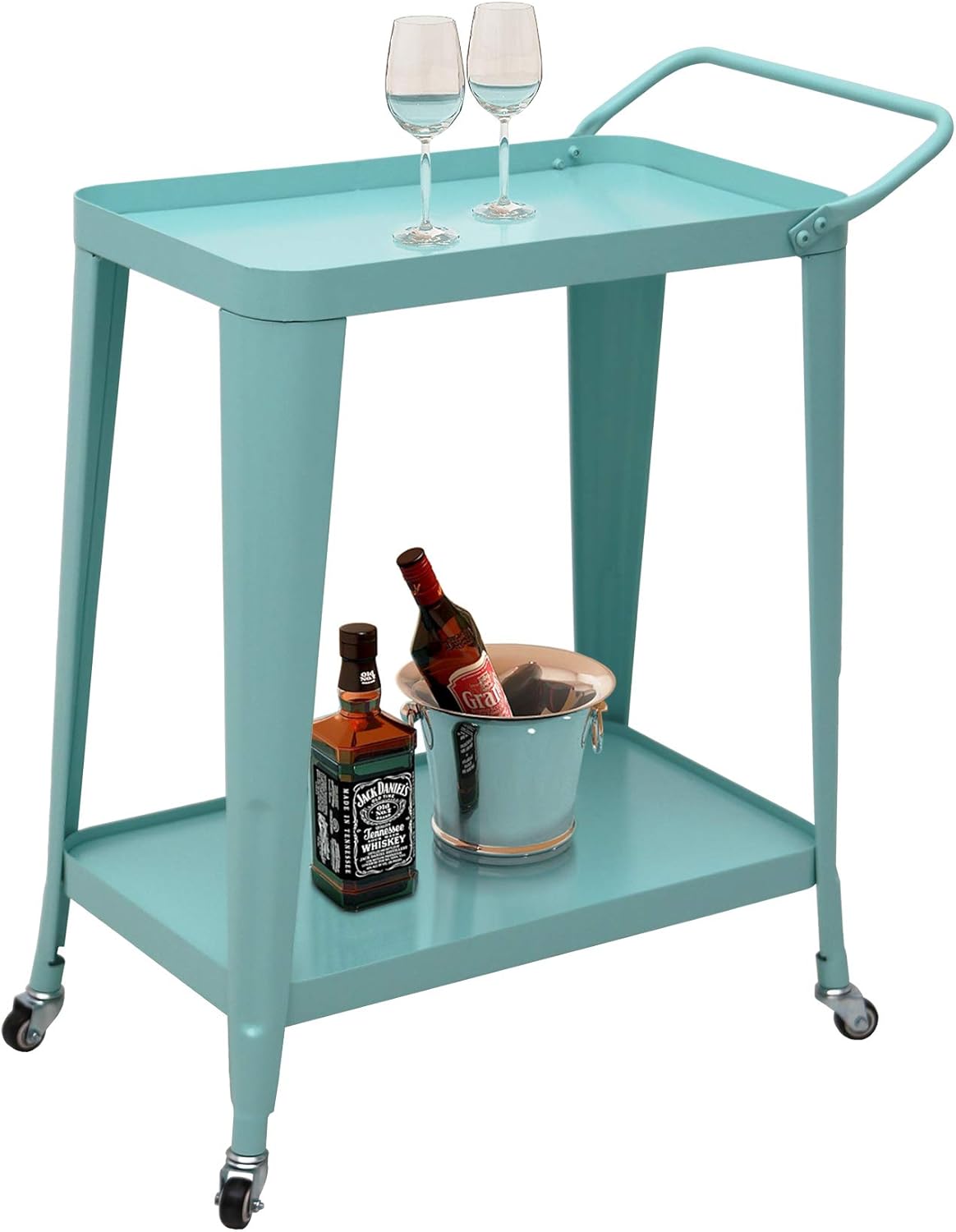 2-Tier Rolling Utility Cart with Swivel Wheels V414