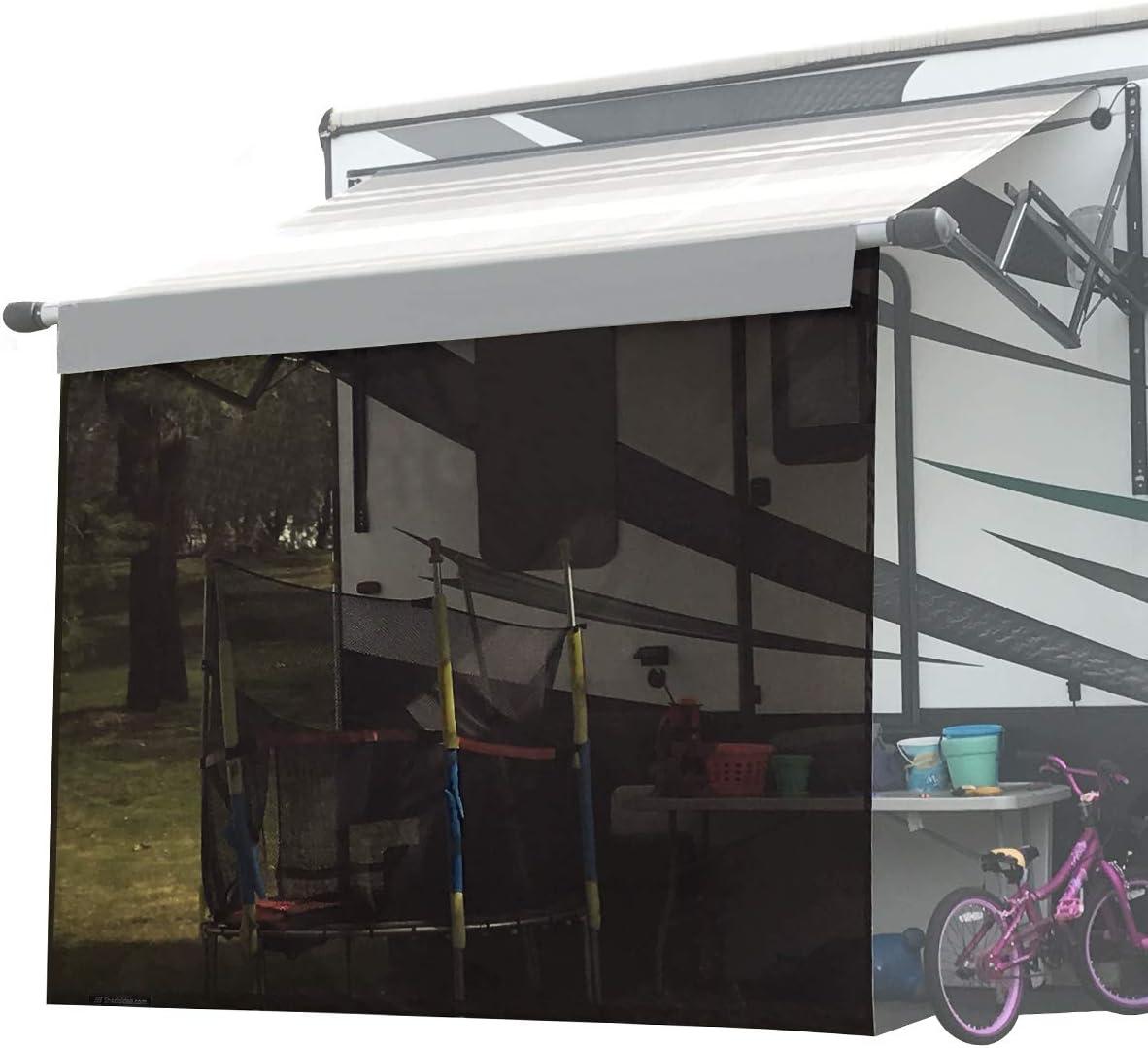 8' X 12' 5'' Black Mesh RV Awning Sun Shade Screen Q972468