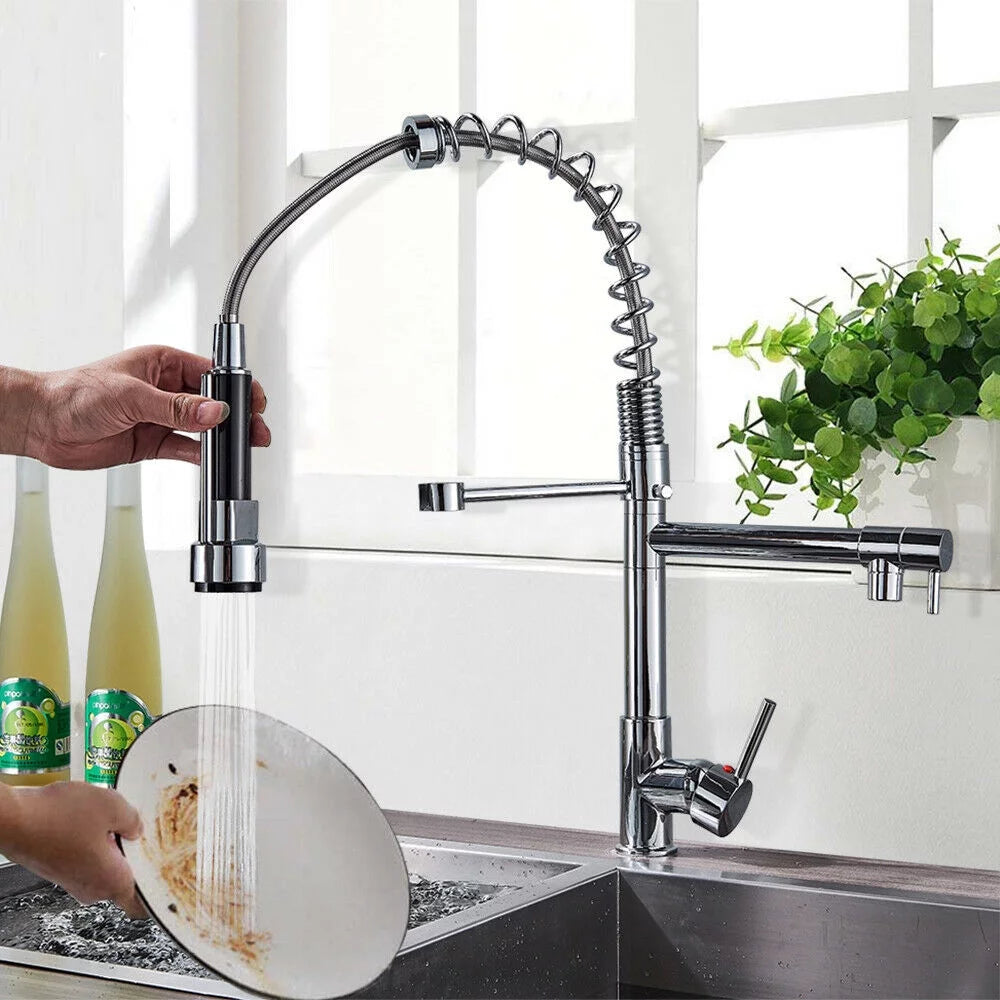 Brushed Nickel Single Handle Kitchen Faucet with Pull Down Sprayer G79411