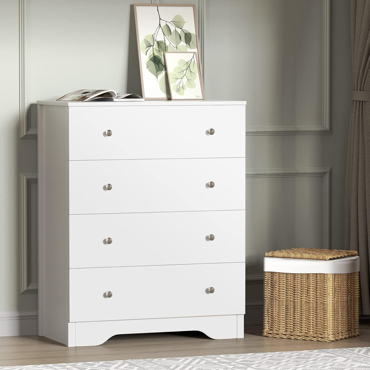 Black 4 Drawer Dresser with Wooden Top N783