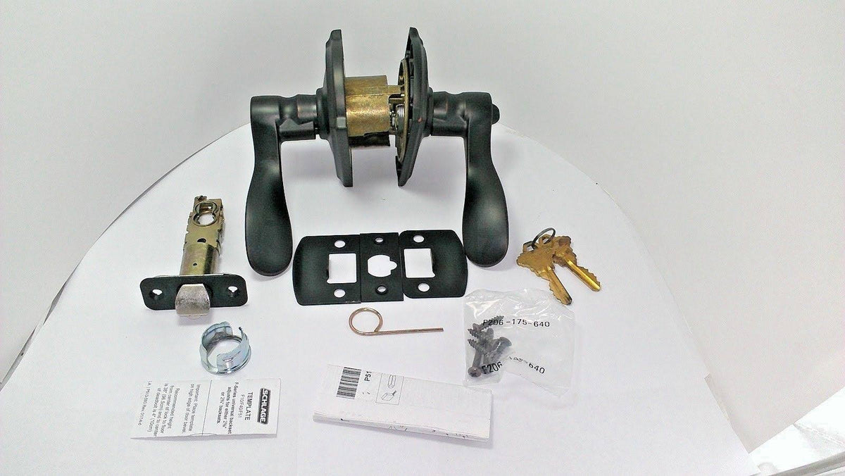 Champagne Camelot Rose Keyed Entry Lock with Latch and Strike, Aged Bronze Finish J931563