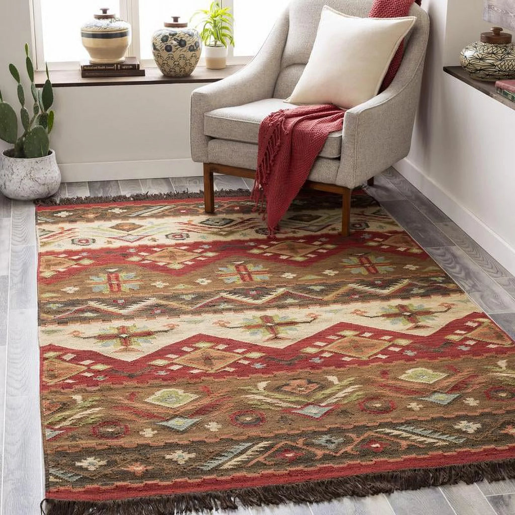 Wool Dark Brown 2x8 Runner Area Rug O18730
