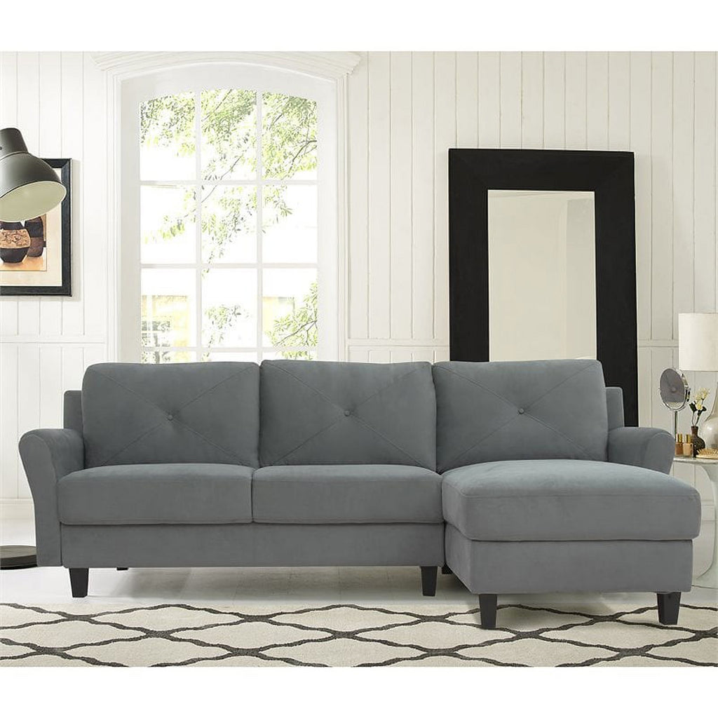 Gray Sectional with Rolled Arms T48600