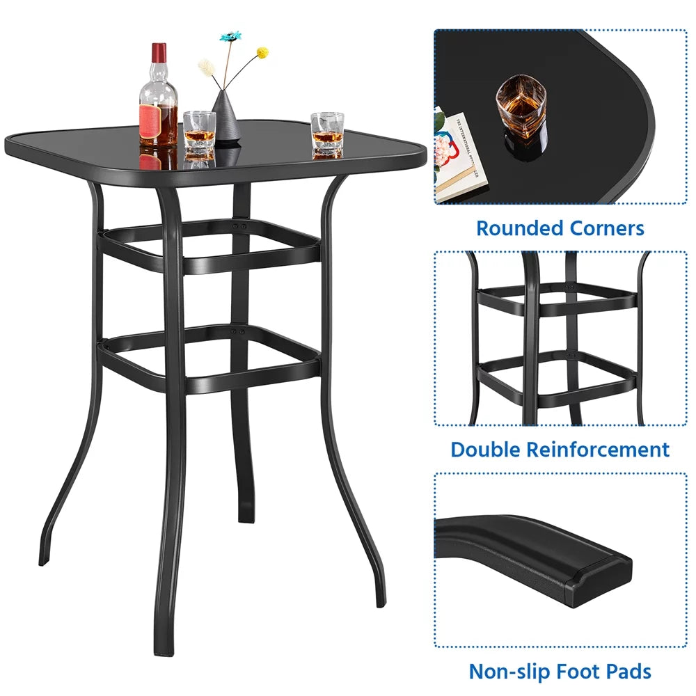 Black Square Metal Bistro Table L5300
