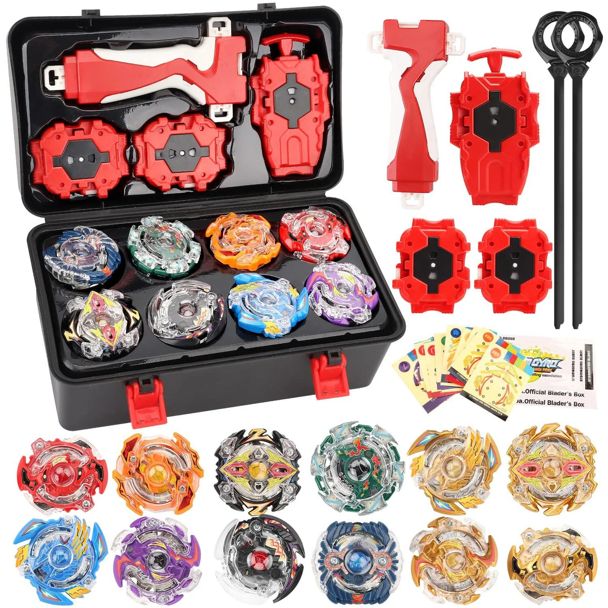 Bey Battling Top Burst Gyro Toy Set, 12 Spinning Tops 3 Launchers 1 Grip U6686