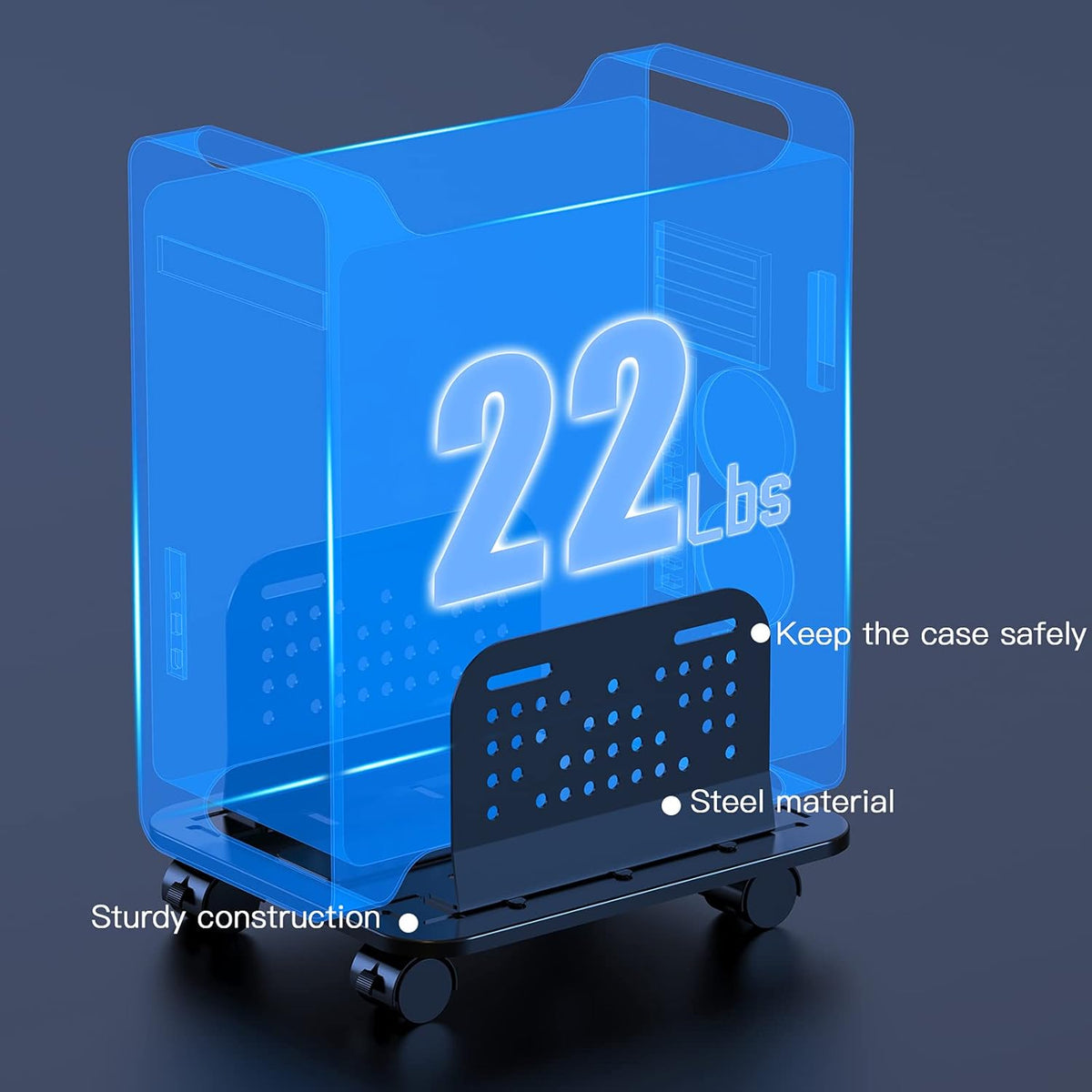 Adjustable Mobile CPU Stand with Locking Caster Wheels C46201