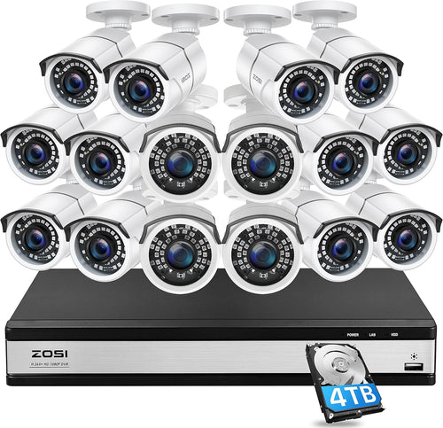 16 Channel 1080p Security Camera System with 4TB Hard Drive and 120ft Night Vision J311