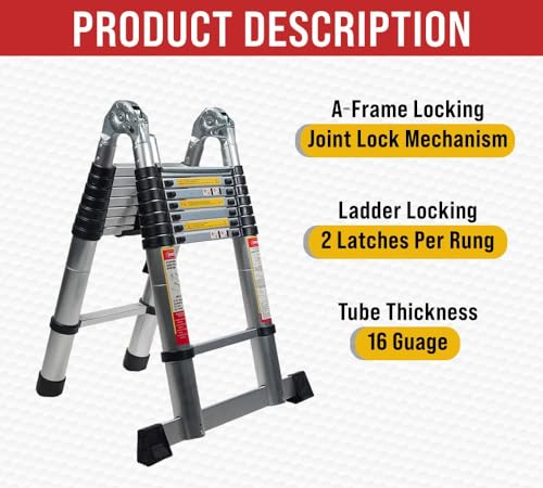 16.5' Telescoping Aluminum Folding Ladder with Carry Handle C5206