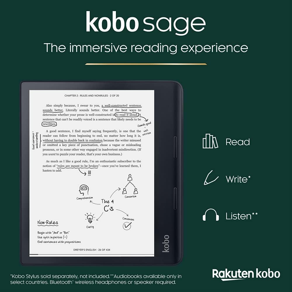 32GB Waterproof eReader with 8" HD Glare Free Touchscreen I738