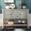 Antique Gray Solid Wood Console Table with 4 Drawers and Bottom Shelf R480