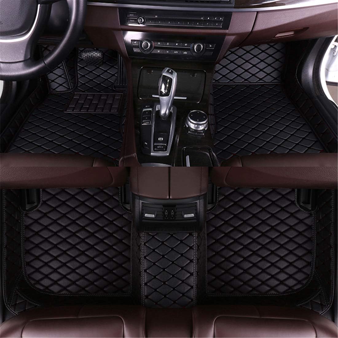 Black Leather Car Floor Mats T5304