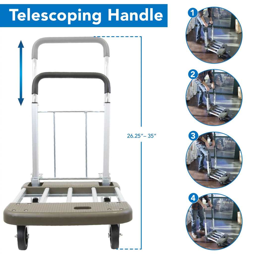 Folding Platform Hand Truck with Expandable Base F7694