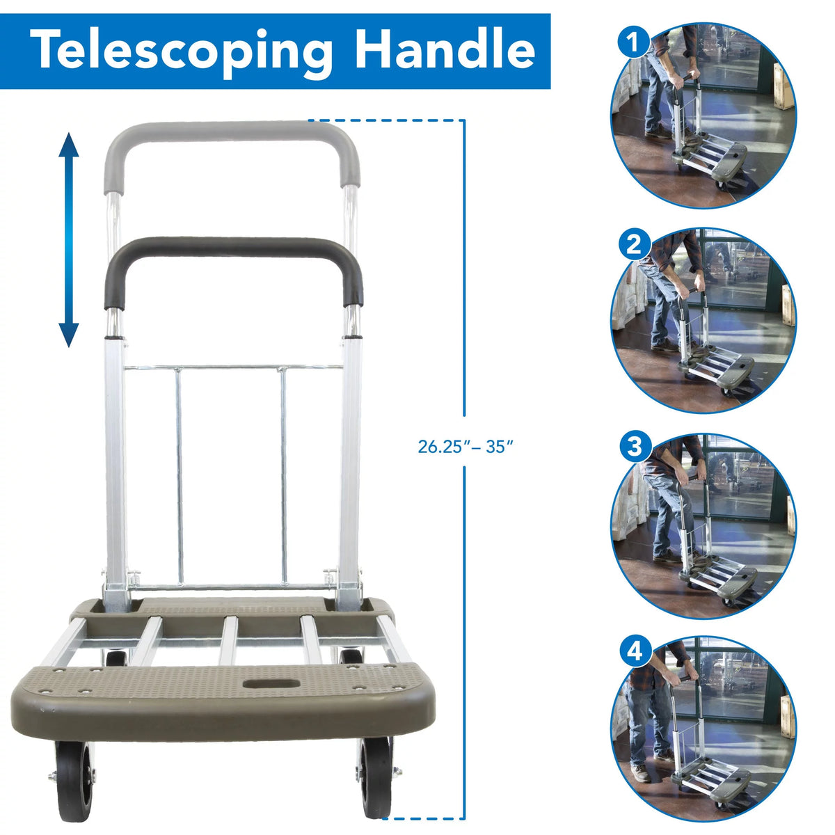 Folding Platform Hand Truck with Expandable Base F7694