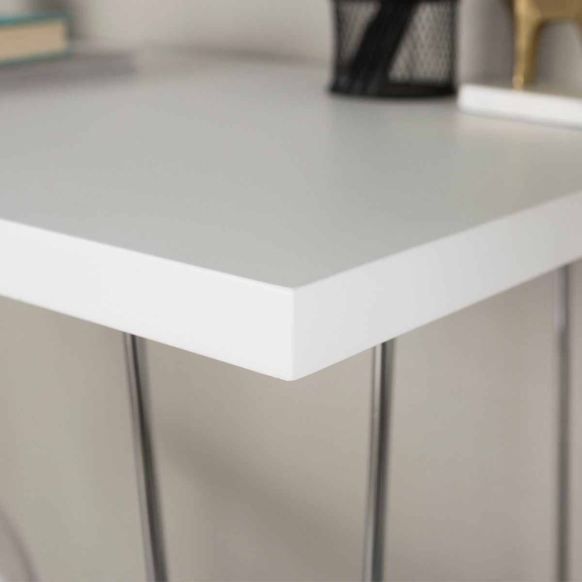 White Hairpin Leg Wood Writing Desk E963471