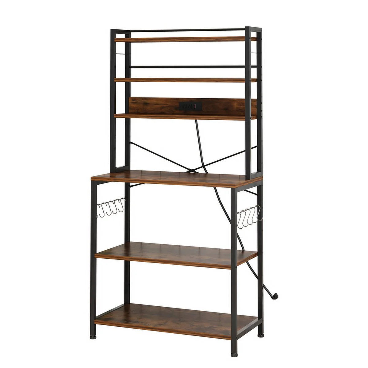 Rustic Brown 6-Tier Bakers Rack with Power Outlets Z333693