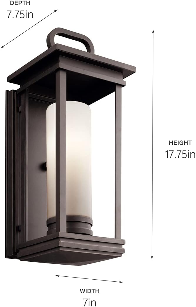 17.75 1 Light Outdoor Wall Light with Satin Etched Cased Opal Glass in Rubbed Bronze B307759