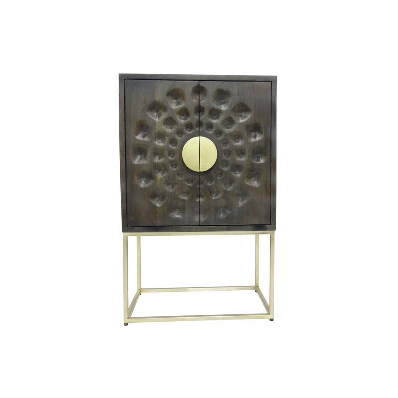 Solid Mango Wood Cabinet - Gray E293286