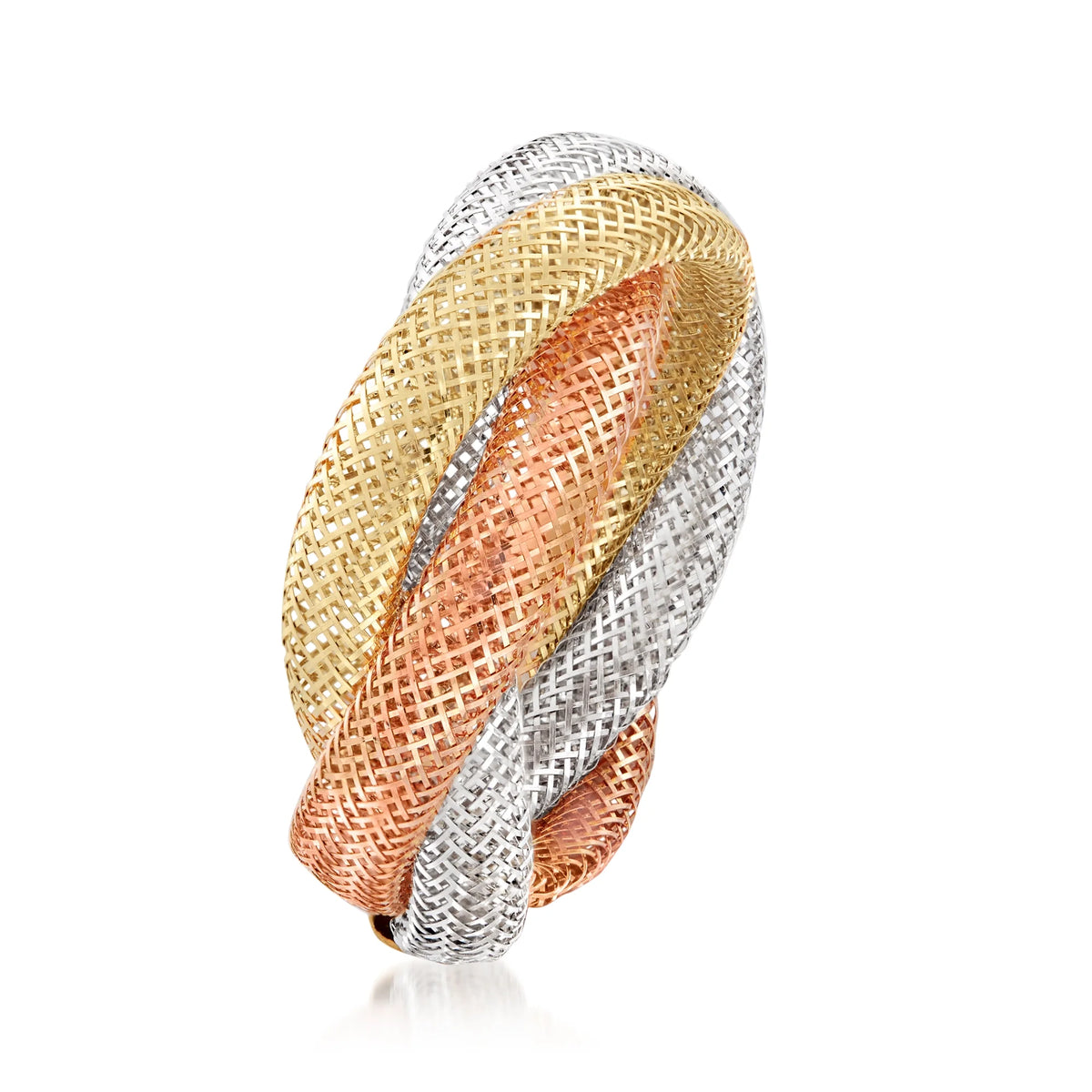 14kt Tri-Colored Gold Mesh Ring E4102