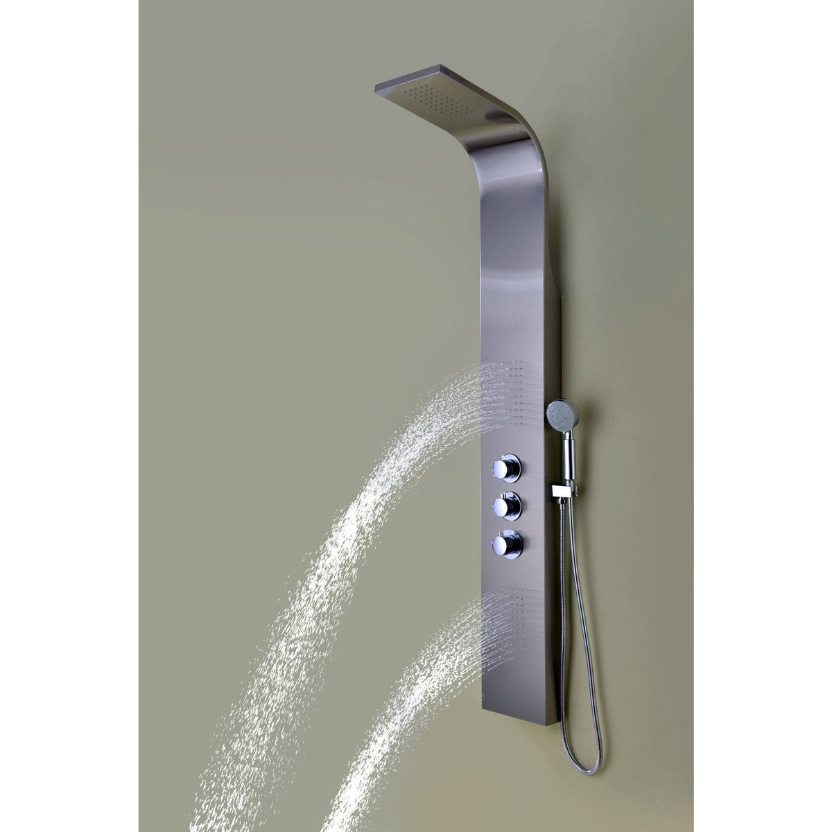 Brushed Stainless Steel 2-Jetted Shower Panel with Heavy Rain Shower and Spray Wand I7066