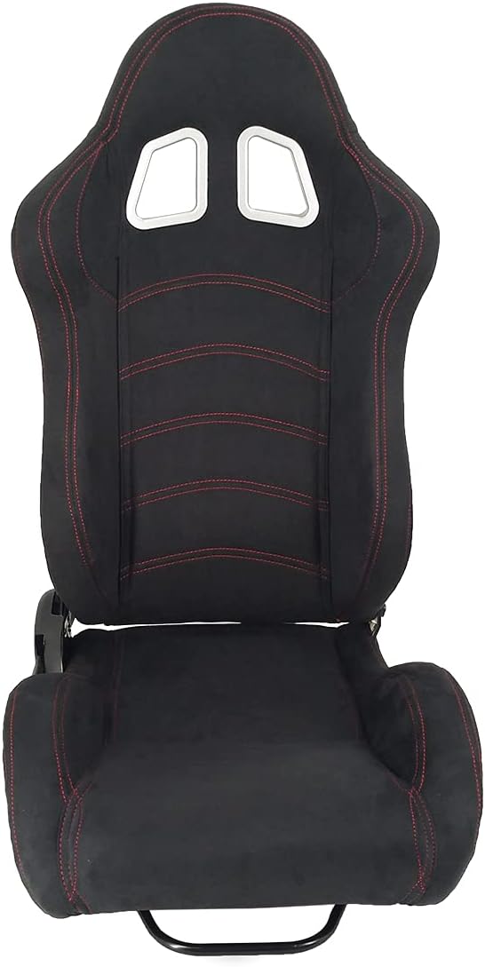 Black Suede Leather Racing Seat with Harness F643