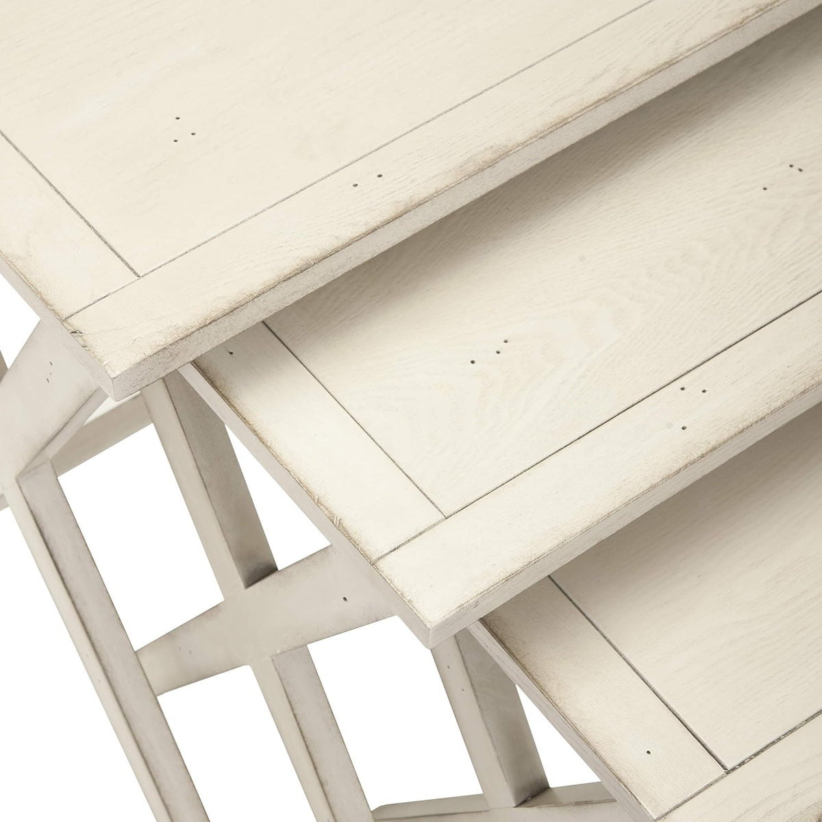 Antiqued White Stacking Tray Tables C923175