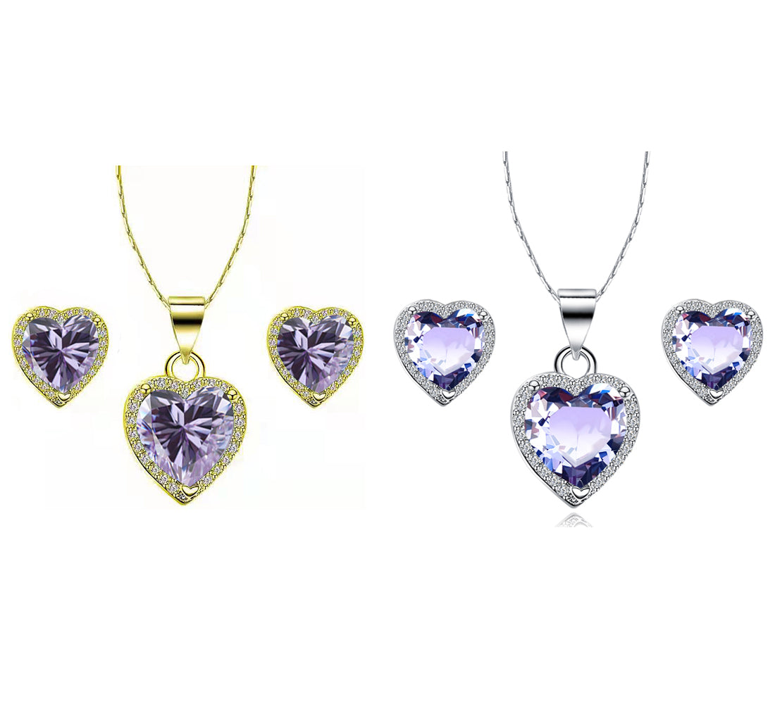 24k Yellow and White Gold Tanzanite Necklace Set 18 inch Q305