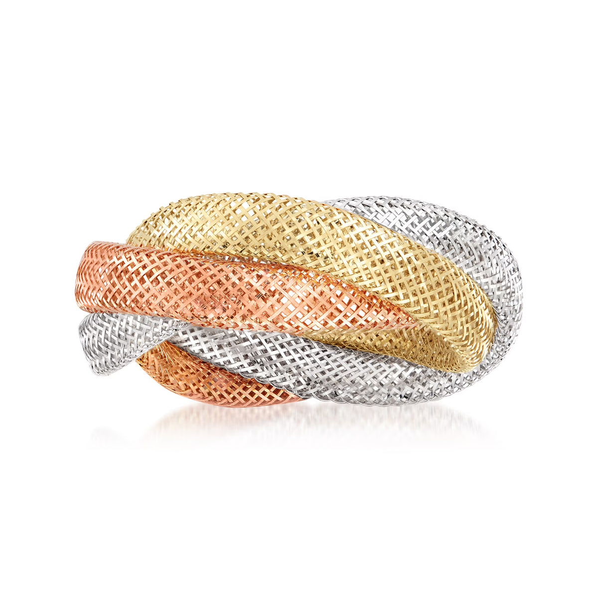 14kt Tri-Colored Gold Mesh Ring E4102
