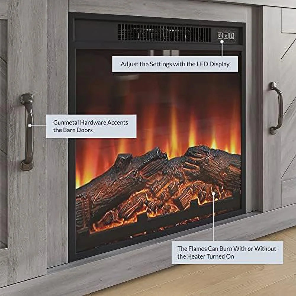 58 Inch TV Stand with Electric Fireplace and Cabinets F47991