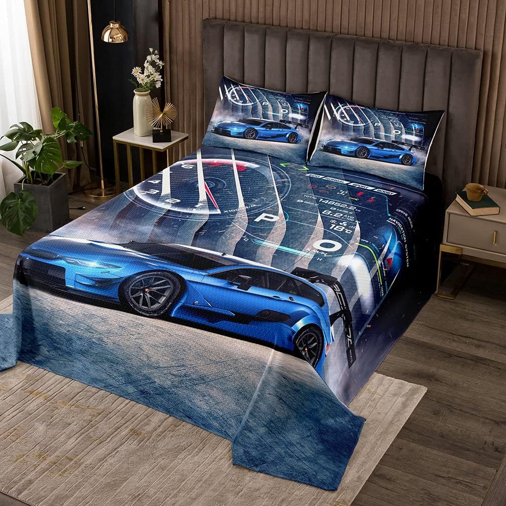 King Size Blue Race Car Bedding Set K581026