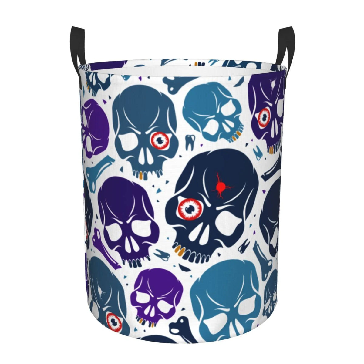 Blue Skull Purple Bone Collapsible Laundry Basket Y362274
