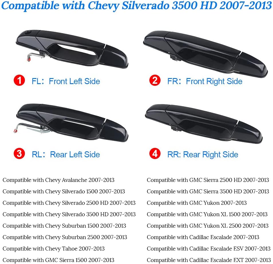 4Pcs Exterior Door Handle for Pickup SUV 2007-2013 C313403