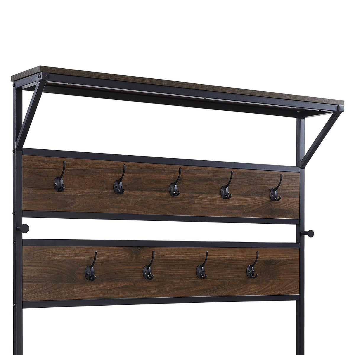 4-in-1 Hall Tree Wood Coat Rack with Metal Frame W984596