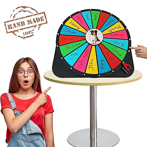 24 Inch Spinning Prize Wheel - 18 Slots Tabletop Roulette Spinner - Dry Erase Marker (Red) K912