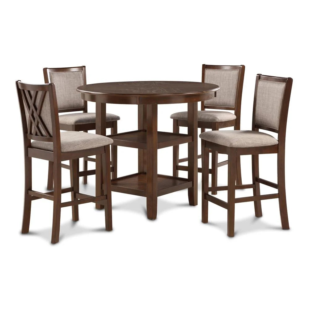 5-Piece Round Wood & Fabric Counter Set F6798