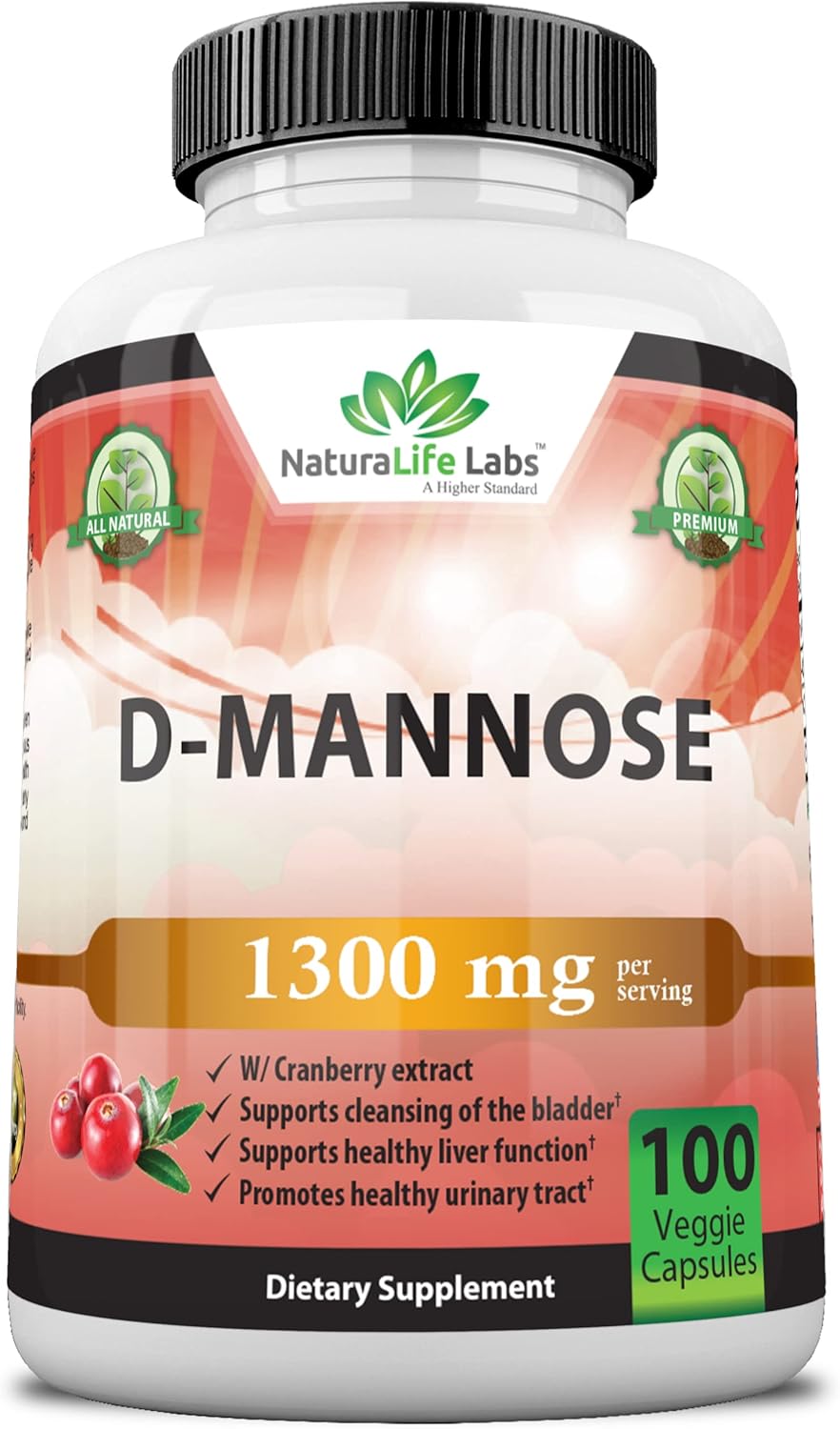 100 Veggie Capsules D-Mannose 1,300 mg with Cranberry Extract X6986