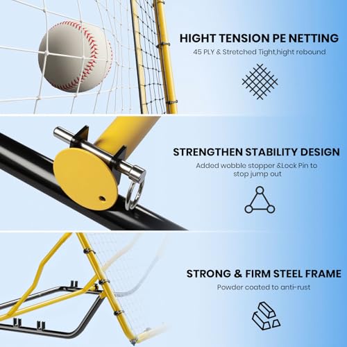 4x4.5FT Steel Frame Rebounder Net with 4 Adjustable Angles T9932