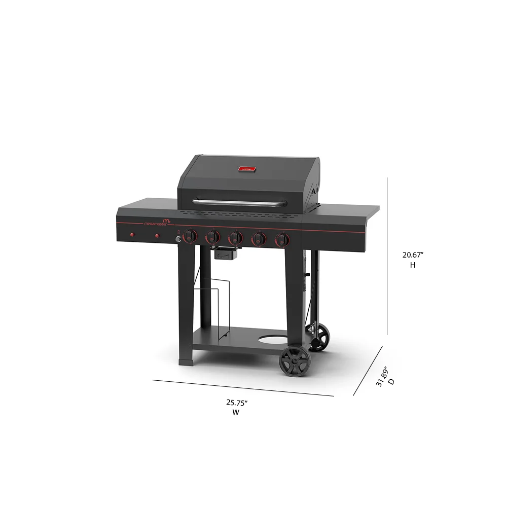 5 Burner Propane Gas Grill with Open Cart O432